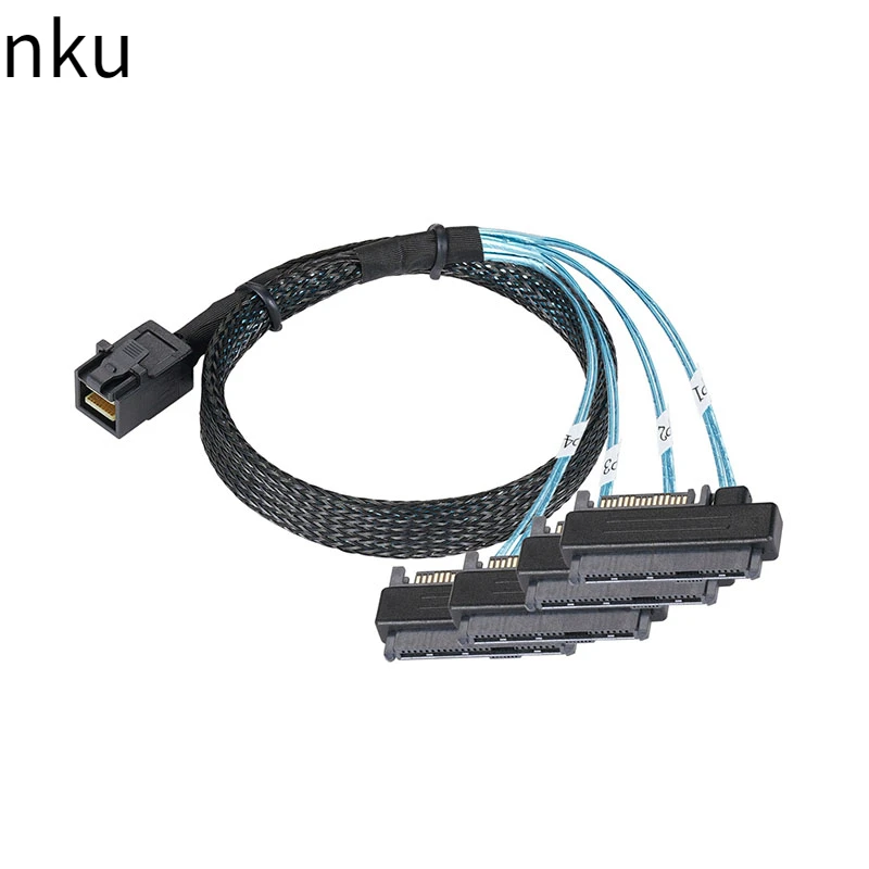 

Nku Mini SAS HD SFF-8643 To 4 Ports 29 Pin SFF-8482 with 15 Pin SATA Power Connector Cable for Server Raid Controller Hard Disk