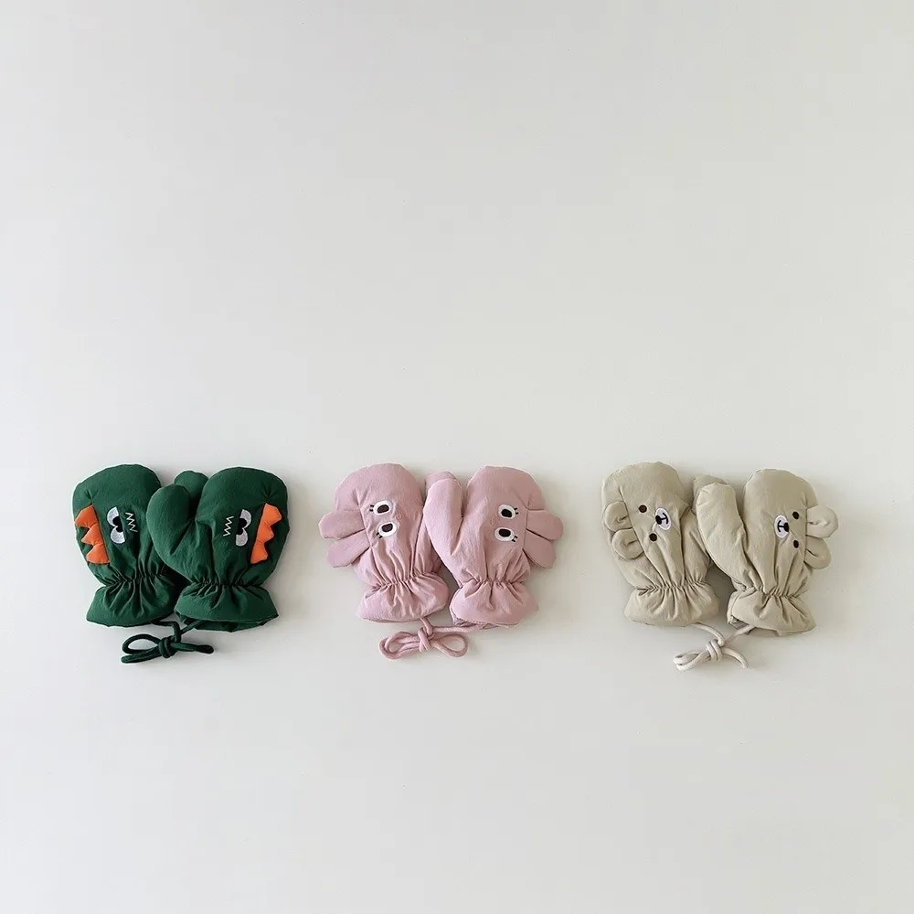 

Fashion Cute Cartoon Bear Full Finger Gloves Windproof Thickned Warm Gloves Cold Proof Mittens Children