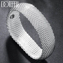 DOTEFFIL Genuine 925 Sterling Silver Braided Bangle For Women Man Wedding Engagement Party European American Bracelet Jewelry
