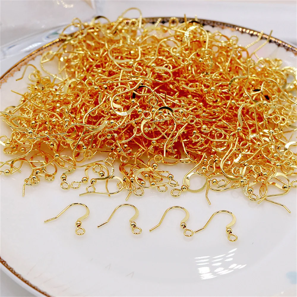 50pcs Stainless Steel Hypoallergenic Earring Hooks 17*20mm Gold Color Earring Clasp Wire Diy Jewelry Making Findings Accessories