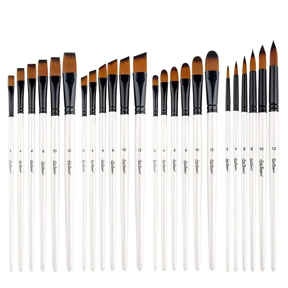Wooden Handle Watercolor Painting Brushes Nylon Practical Watercolor Brush Professional Portable Acrylic Paint Brushes