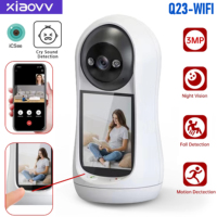 XIAOVV 3MP PTZ Wifi Camera Video Call with 2.8 Inch IPS Screen Baby Cry Sound Detection Security IP Camera Baby Monitor iCSee