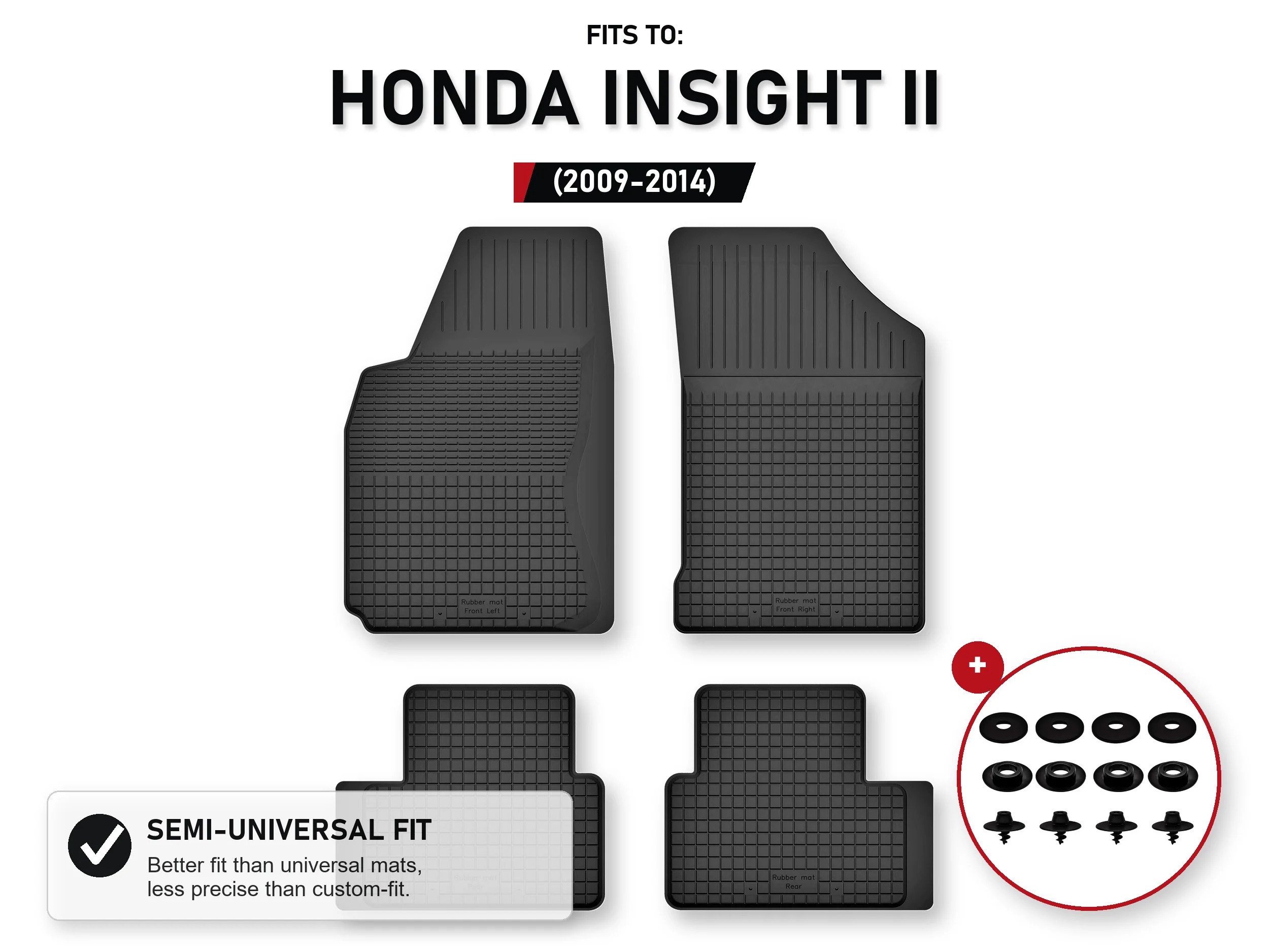 Vloermatten voor: Honda Insight Ii 2009-2014 Hatchback 4 stuks Ze Stoperami