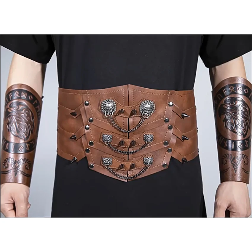 

Medieval Steampunk Belt Corsets PU Leather Sashes Women Vintage Viking Pirate Gothic Bustier Waist Girdle Halloween Costumes