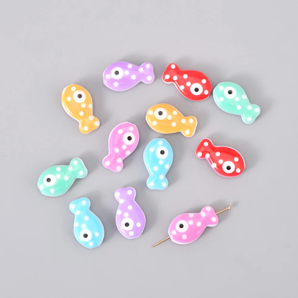 10pcs 11x19mm Fish-shaped Beads Acrylic Spacer Loose Bead For Jewelry Making Findings DIY Bracelet Necklace Accessories