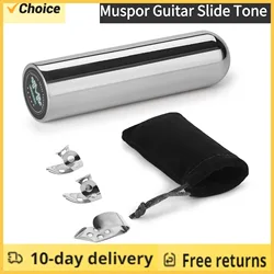 Muspor Guitar Slide Tone Bar Stainless Steel Guitar Tone Bar Set with 3 Metal Finger Picks Storage Bag