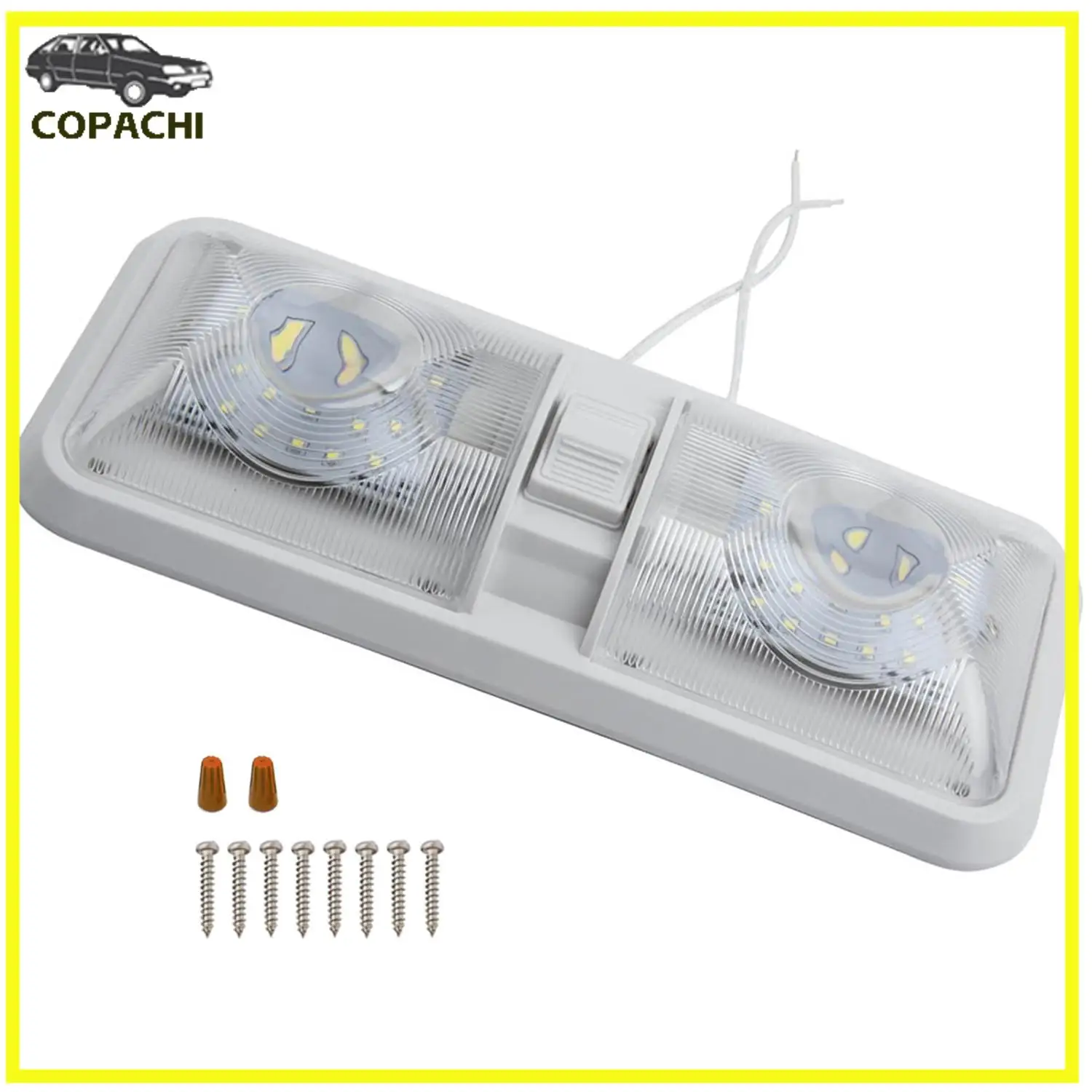 

1 шт. светодиодный светильник для автодома, 12 В, 800 лм, 6000-6500 К, потолочный светильник для кемпера, прицепа, морской двойной купольный светильник, 48 светодиодов, лампы для салона автомобиля