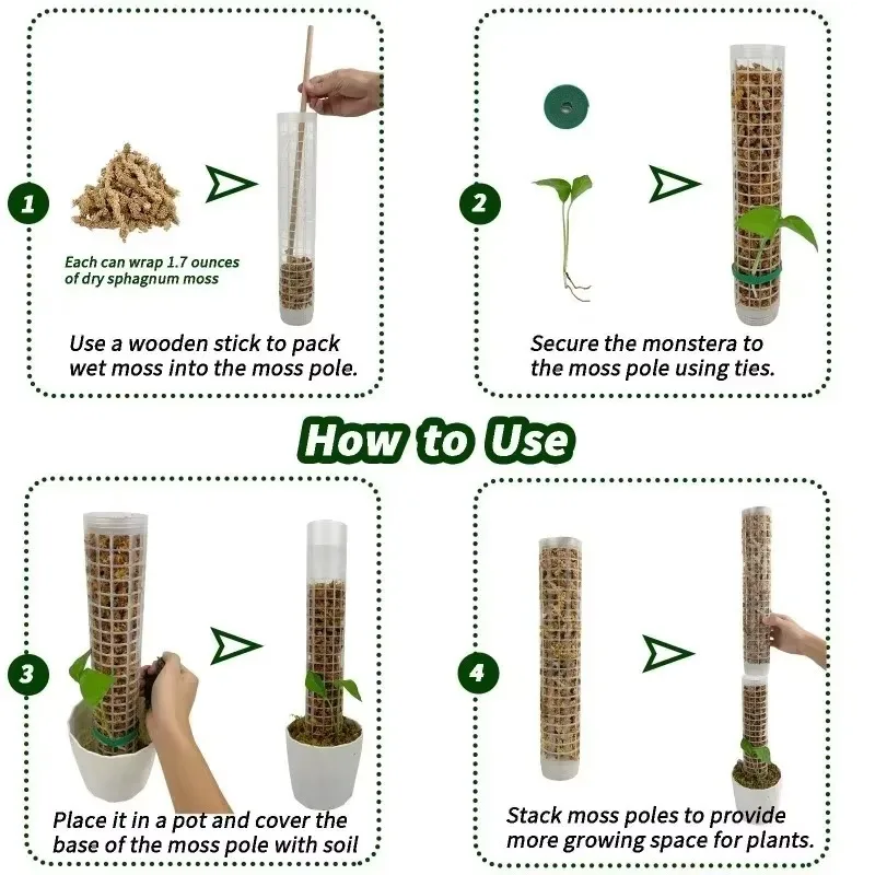 37x6cm Self-watering Moss Pole Stackable Plant Stand Plant Climbing Column Growing Support Stand for Plants Garden Accessories