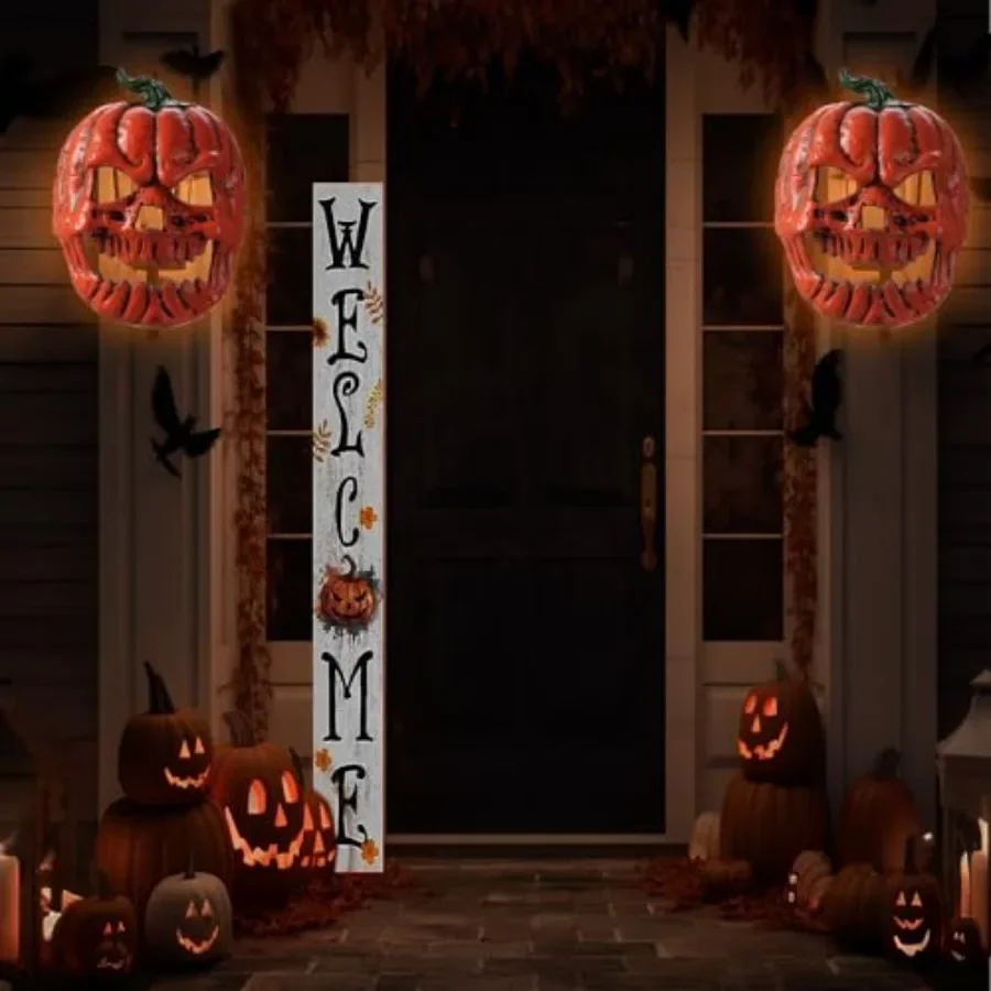 Confezione da 2 coperture per luci per portico di Halloween per decorazioni esterne Set di ornamenti di scheletro e zucca Ideale per la porta d'ingresso del garage del portico