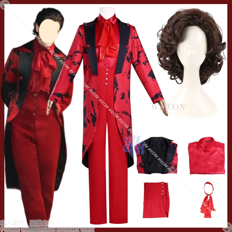 إسحاق تأثيري فيلم أبدا كوس المزيد أنيمي زي أحمر سهرة الحبر الأسود نمط معطف طويل الرعب القوطي Y2K دعوى الباروكات هالوين #1