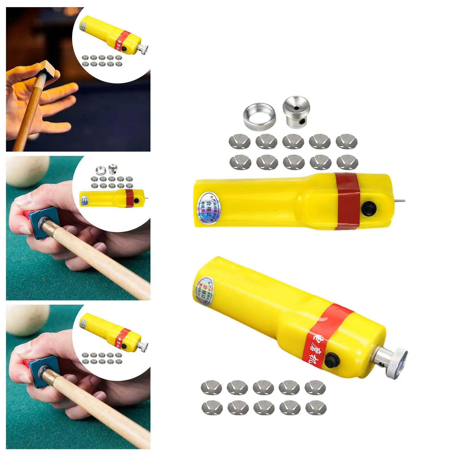 

Electric Pool Cue Kit Automatic Tool for Easy Tip Maintenance with 10 Sanding Discs Portable Electric Burnisher