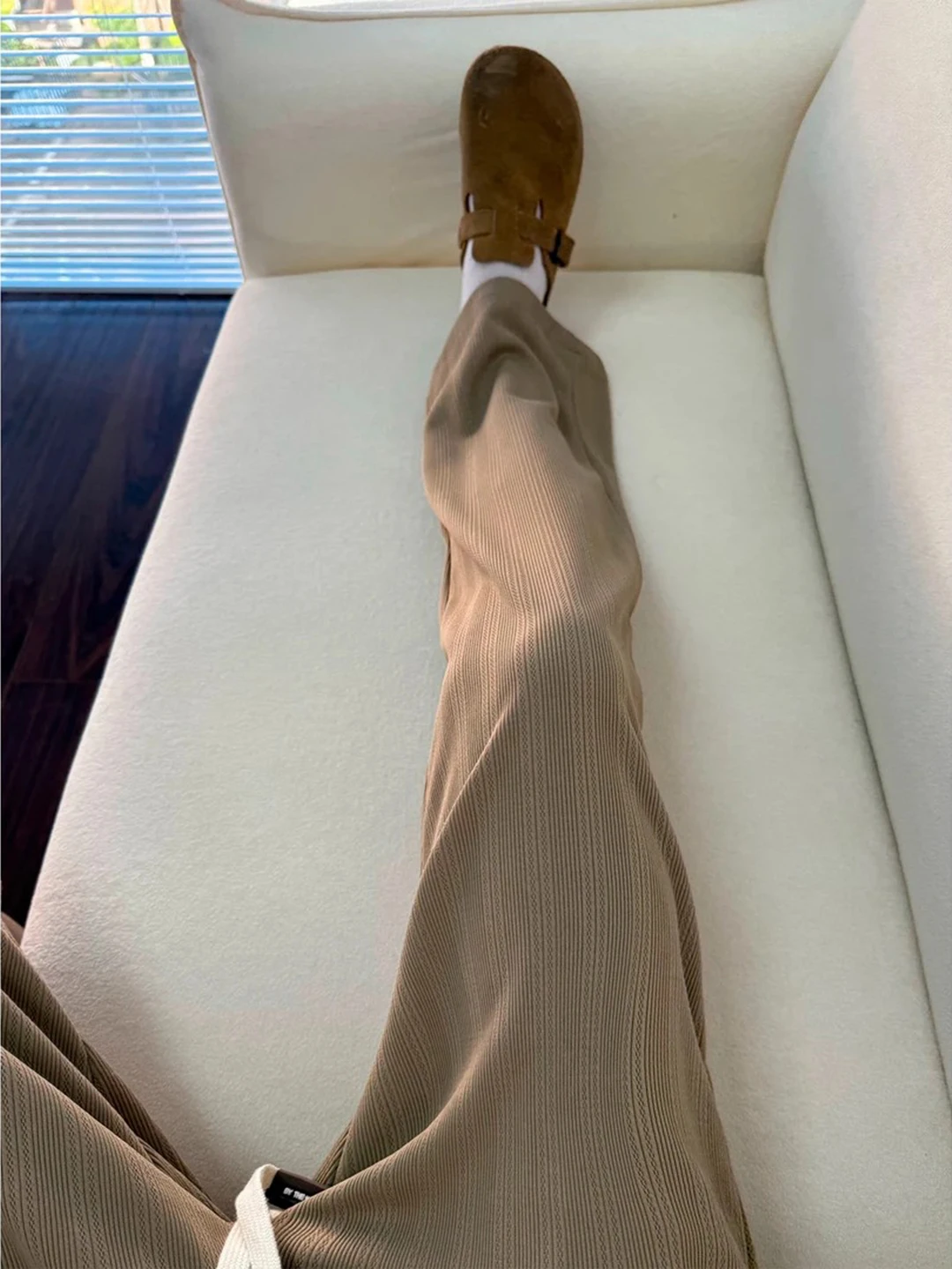 

Мужские летние тонкие брюки из ледяного шелка цвета хаки с узором «пшеница», прямого кроя, в американском стиле, драпированные, спортивные, повседневные, свободные, длинные штаны