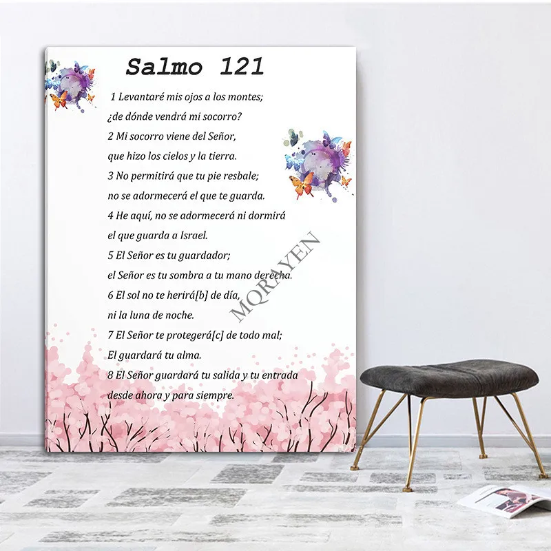 Inspirational Quote Poster Print Spanish Bible Verse Poster Christian Scripture Wall Art Canvas Painting Living Room Home Decor