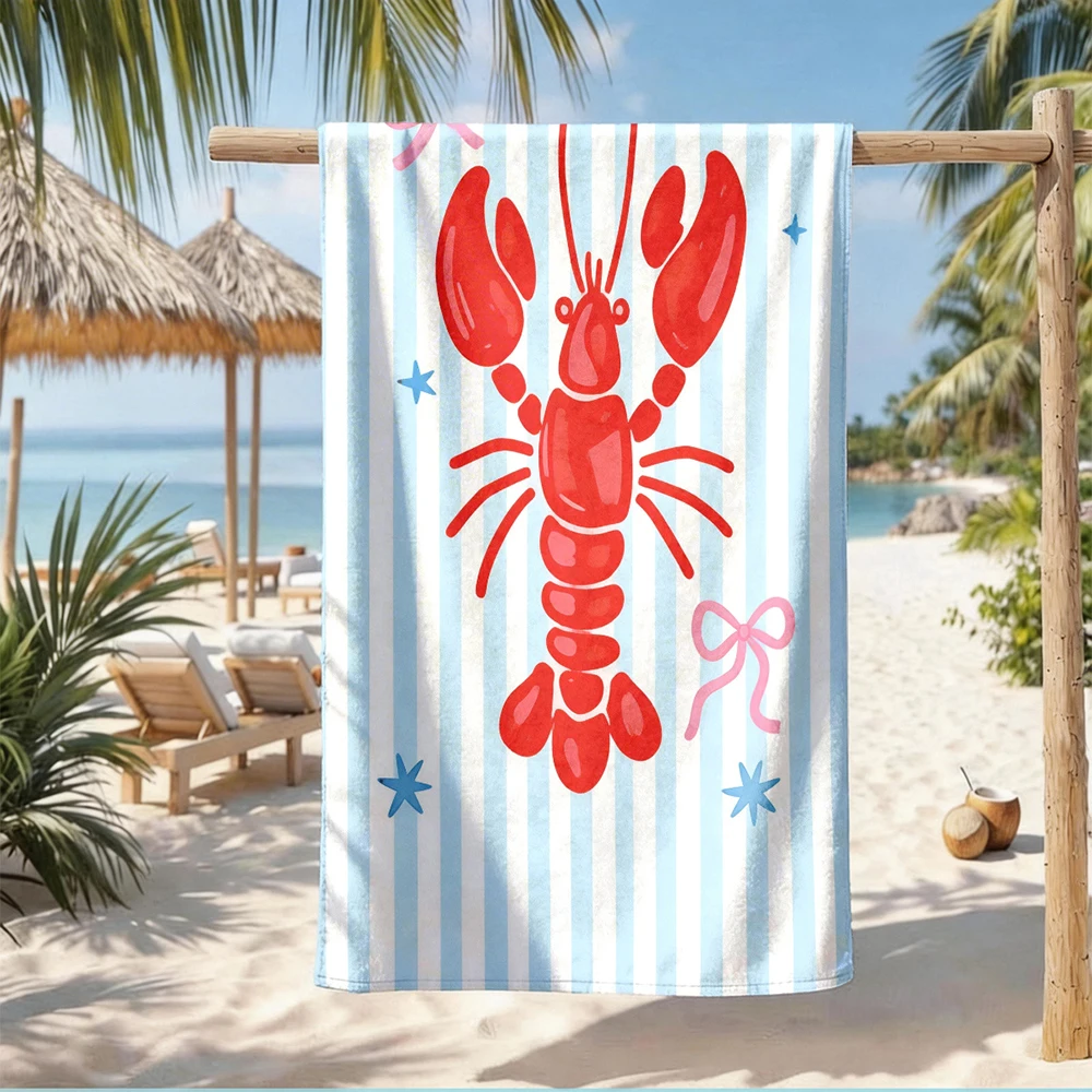 1pc Assorted Coastal Seafood & Lemon Themed Beach Towels Perfect choice for beach vacation party gifts