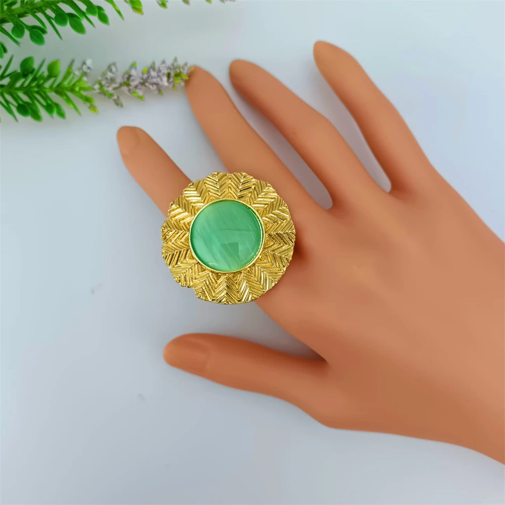 EMMA الفاخرة دبي نيجيريا مجموعات مجوهرات الزفاف 4 قطع الزفاف الأخضر حجر عباد الشمس قلادة مجموعات للنساء مجموعات مجوهرات الحفلات