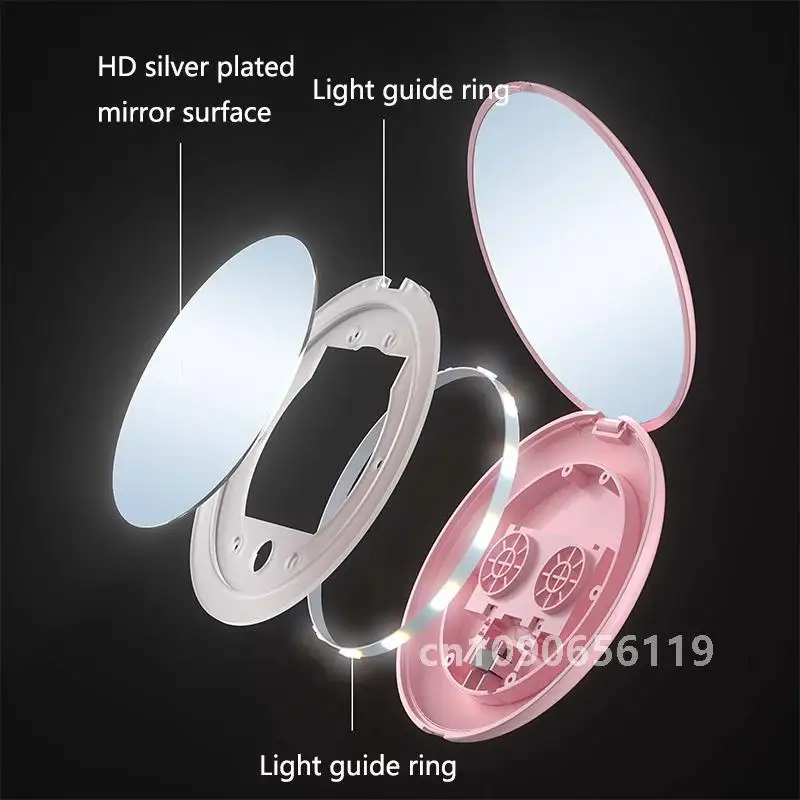 2-face mini portátil led luz espelho de maquiagem 2x/10x ampliação hd espelho menina viagem dobrável espelho de bolso portátil quatro cores