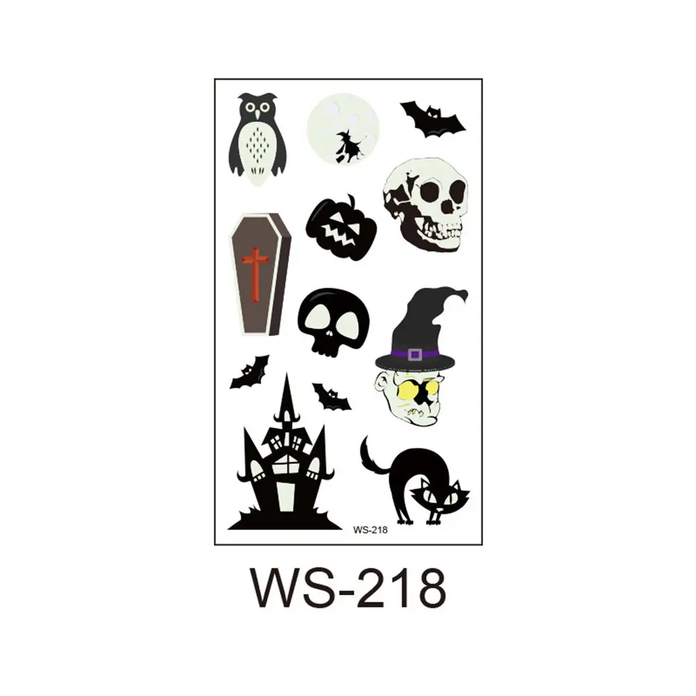 

12pcs Temporary Tattoos Halloween Party Stickers Luminous Cartoon Safe Waterproof Glow Body Art