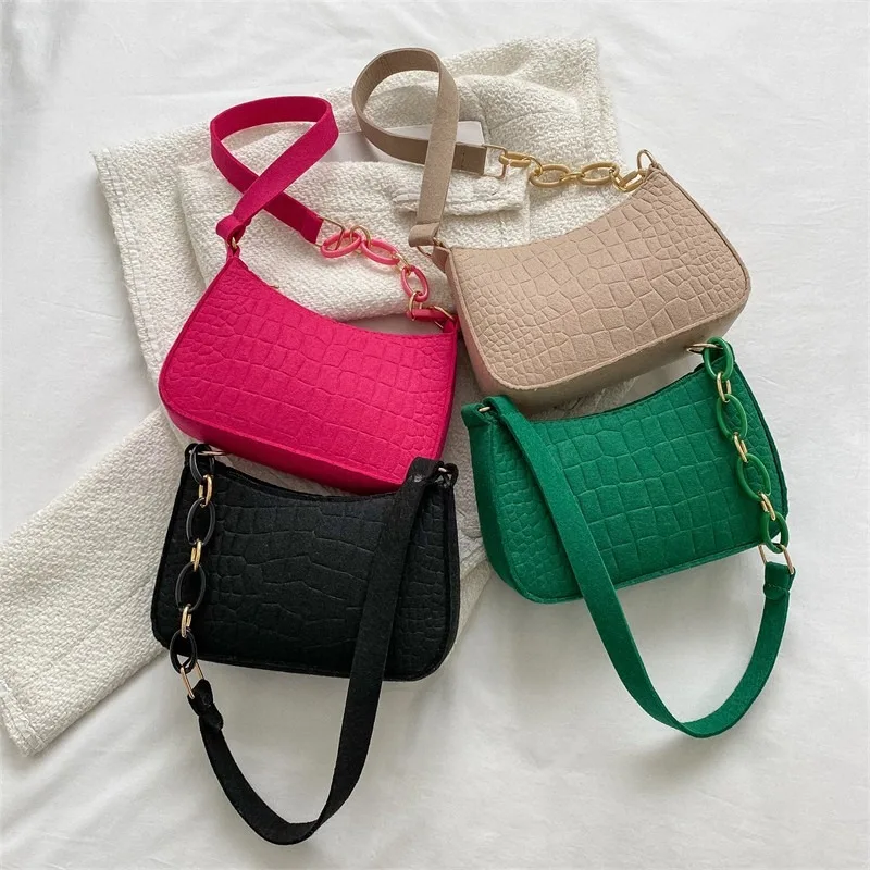 Lady Felt Armpit Design Luxury Tote Released Fashion Ladies Handbag Under Crescent Small Square Bag