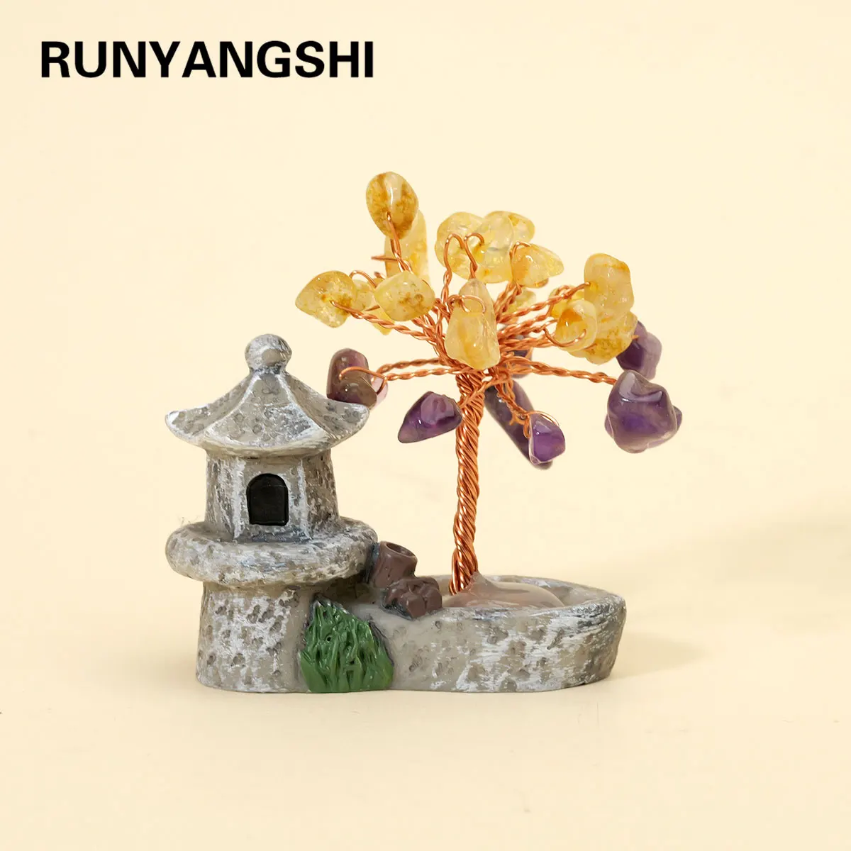 1PC 7 Chakra Healing Natural Stones Crystal Tree Decorative Feng Shui Luck Bringer for Home Office Desk Living Room