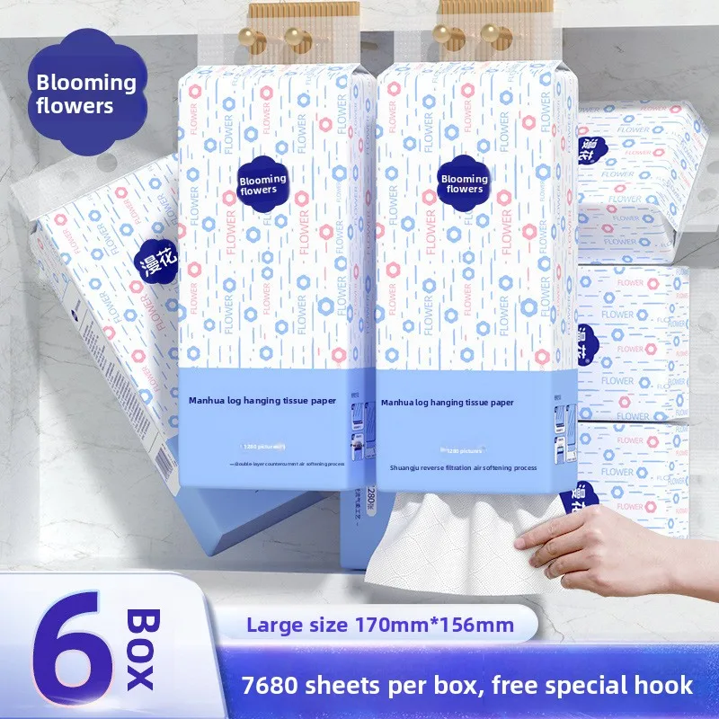 

Hanging Tissue Box with Floral Design1280Zhang Family Facial Tissue Large Pack Napkins Affordable Pack Car Interior Toilet Paper