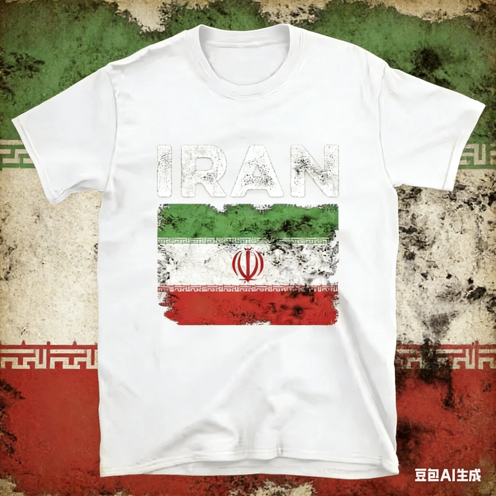 Iran Flag Distressed Iranian Flag Graphic T Shirts Love Peace High Quality Cotton Man T-shirt Classic O-neck Casual Pullover Top