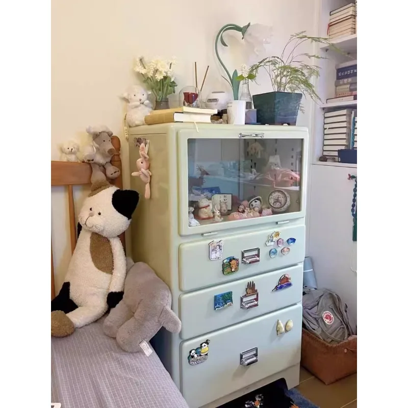 Japanese-style retro iron cabinet, metal drawer cabinet, environmentally friendly side cabinet