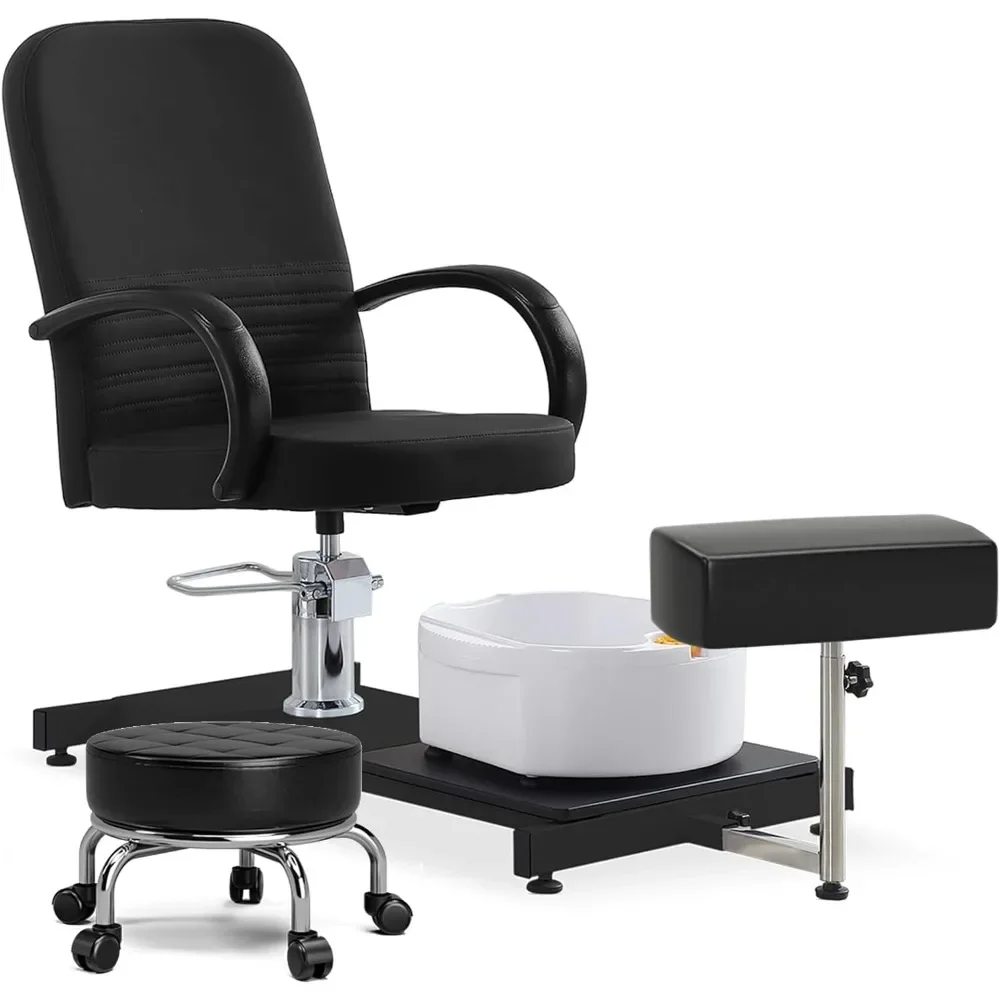 

Pedicure Chair for Nail Teach, No Plumbing 360 Swivel Pedicure Station with Stool and Massage Basin, Professional Pedicure Unit