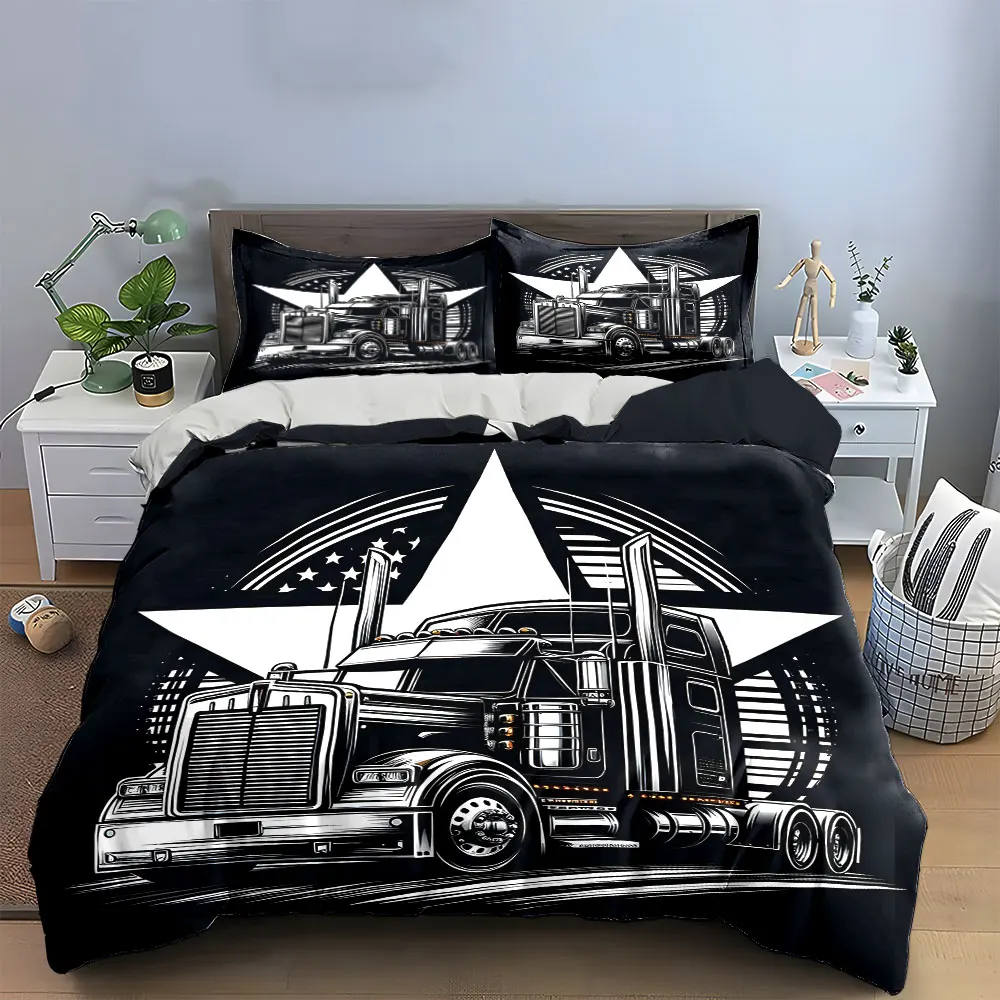 

"Retro Truck Art Decor Set" Bedding Set with 1 Duvet Cover 2 Pillowcases Single Double King Queen, Gift