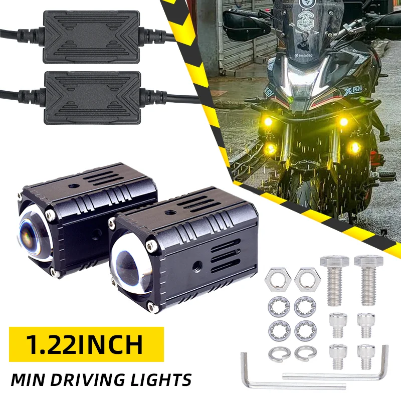 Senlo Motorcycle Mini Driving Light Dual Color for Headlight Auxiliary Spotlight Lamp ATV Scooter Car Fog Light Accessories 12V