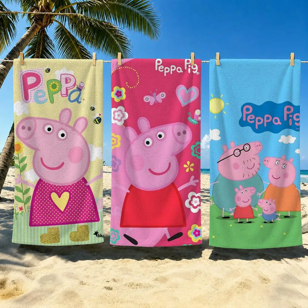 Animation P-Peppa Pig Towel Towel Soft Pool Gift For Travel Gym Shower Cool Camping Quick Dry Sports  Large Beach Towel