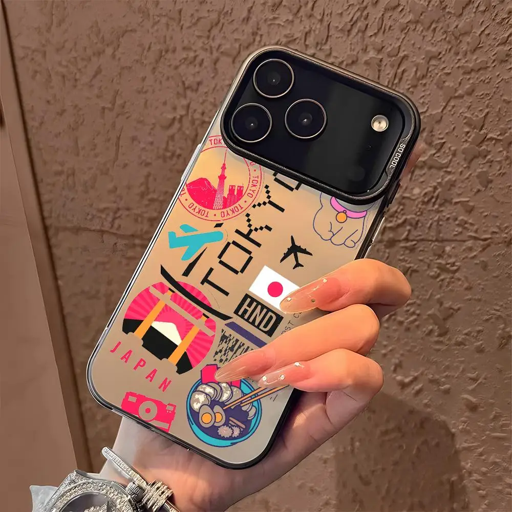 Plane Travel Ticket Japan Phone Case For iPhone 17 16 15 14 13 12 11 Pro Max Designer Matte Laser Aurora Funda Phone Case view 2
