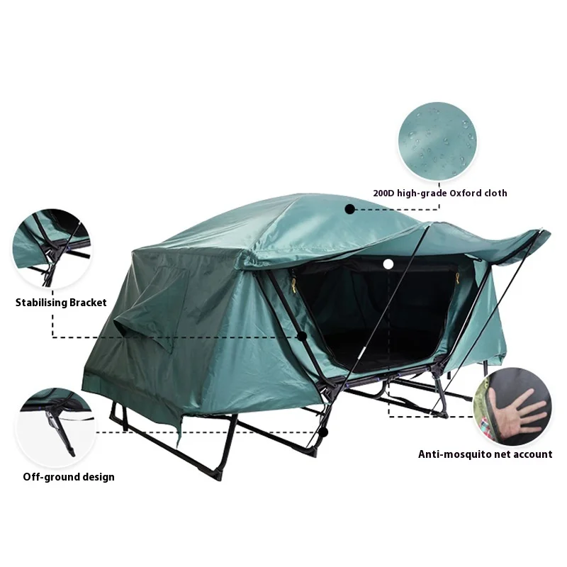 

Single/Double Person Foldable Cot Tent for Outdoor Camping Fishing Cold-Proof Heavy Rain Warmth Quick-Open No-Set-Up Thickened