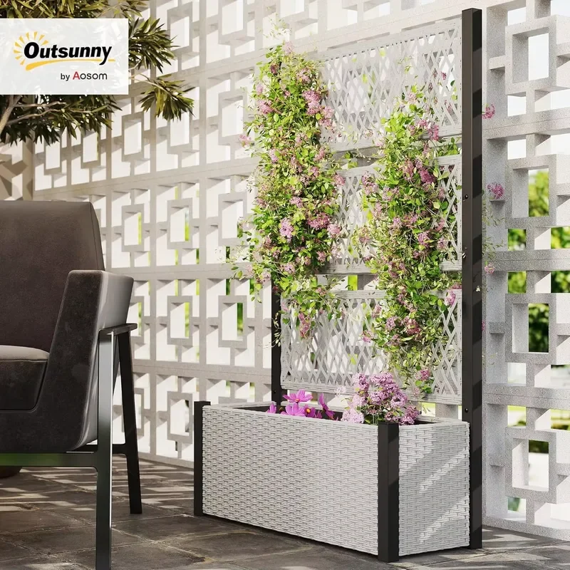 High Quality Outdoor Aluminum Alloy Raised Garden Flower Box UV Resistant Trellis Aluminum Flower Box with Drainage Holes