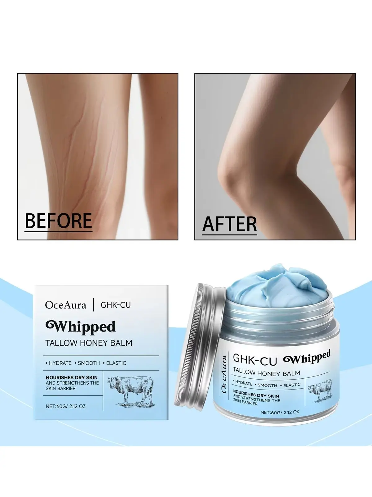 Kupferpeptide GHK-Cu Rindertalg für die Haut: Blauer Balsam Manuka-Honig Gesichts- und Körperfeuchtigkeitscreme für reife, trockene & empfindliche Haut