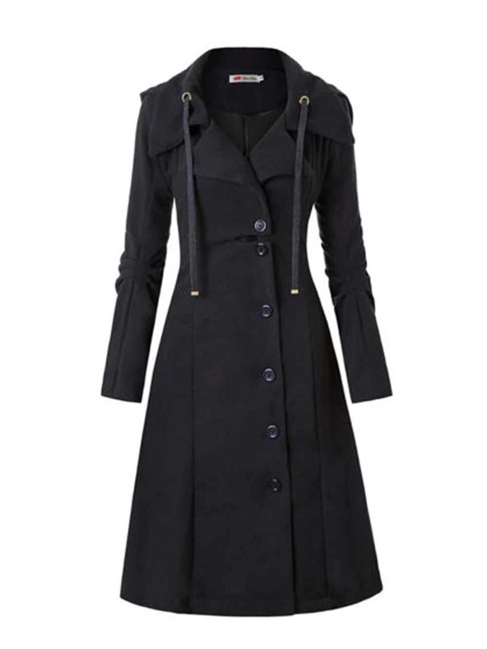 Goth Overcoat Trench Coat 2022 Gothic Long Slim Asymmetric Lapel Collar Button Elegant Y2k Streetwear Egirl Vintage Outwears