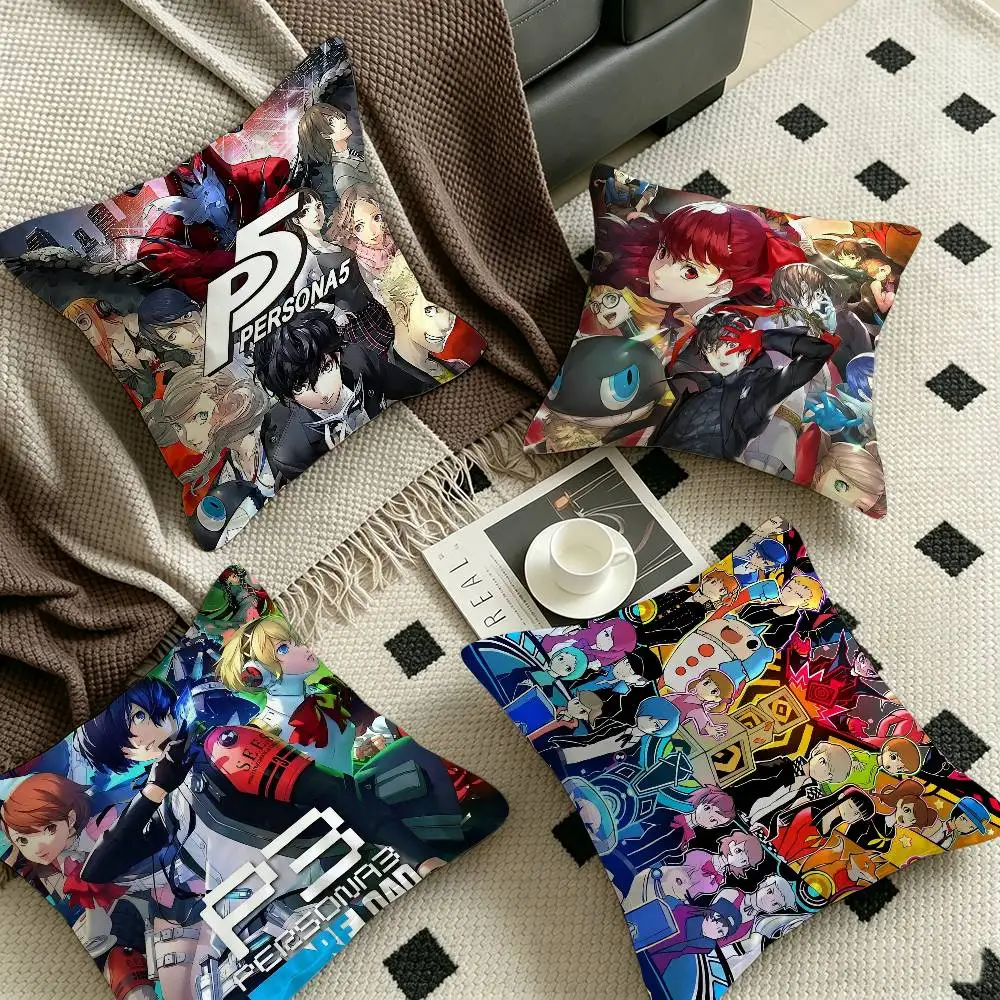 P-Persona 3 4 5 Royal Anima Game Personalized picture text home decorative pillows Household Gifts 45x45cm