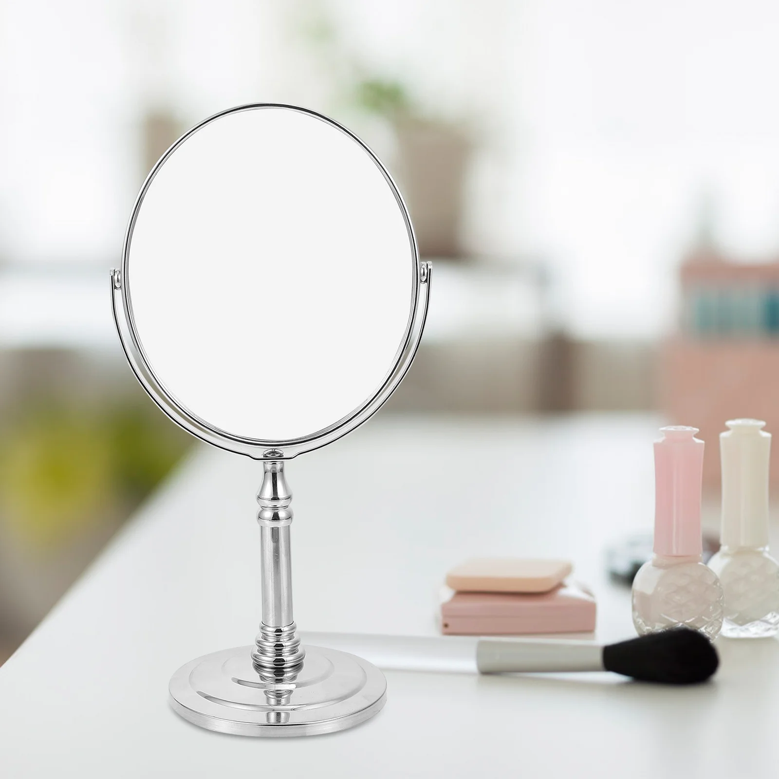 1 stuks meisje desktop cosmetica spiegel dubbelzijdig draaibare spiegel thuis make-up tool stabiele basis elegant en delicaat ontwerp