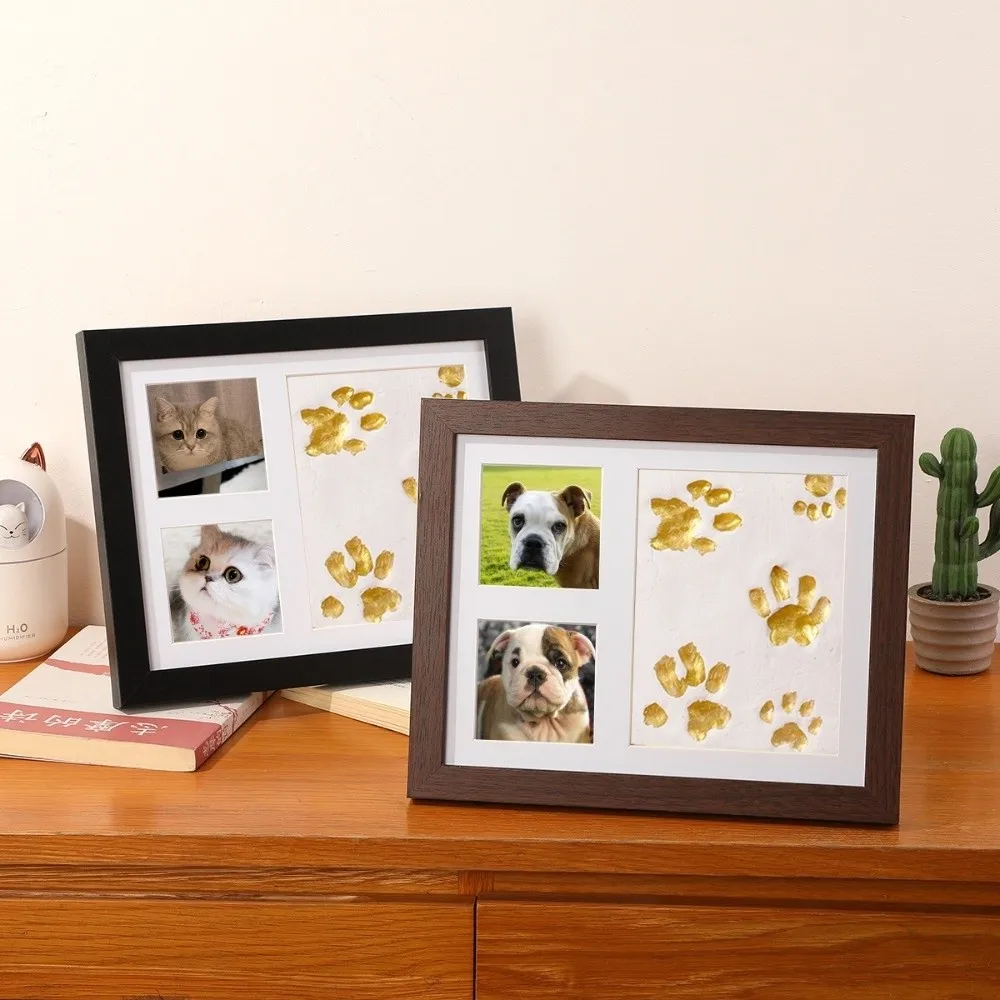 1 Set DIY Pet Paw Print Kit Frame Air Dry Clay Photo Display Cat Paw Print Frame Non Toxic Clay Wall Hanging