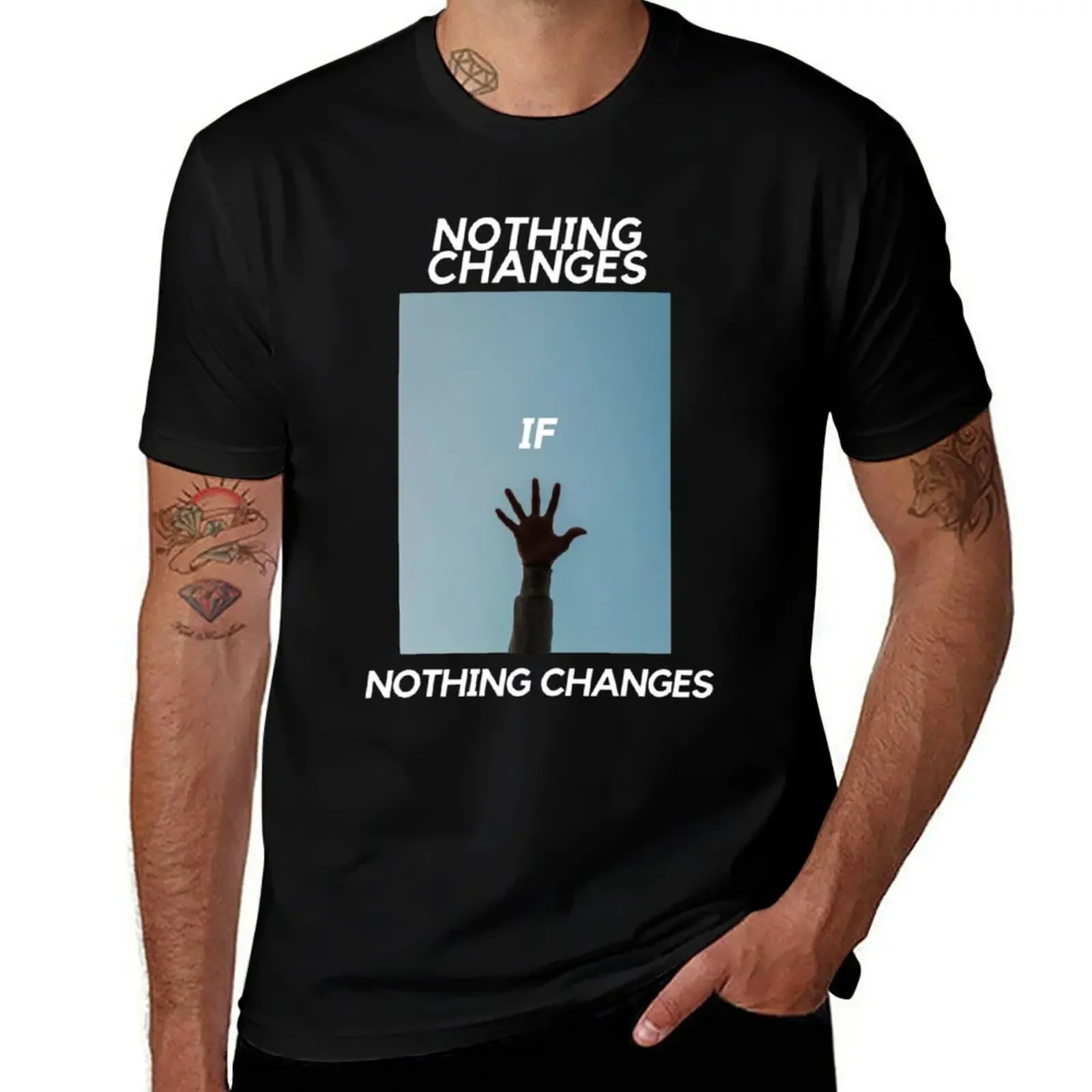 

Nothing Changes, If Nothing Changes T-Shirt oversized t shirt blue archive graphic shirts mens graphic t-shirts anime