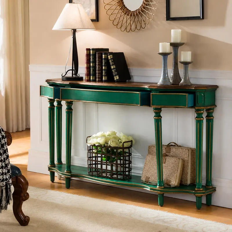 Factory Wholesale Solid Wood Entrance Table with Three Drawers Narrow Side Cabinet Against Wall Sofa Back Console Corridor
