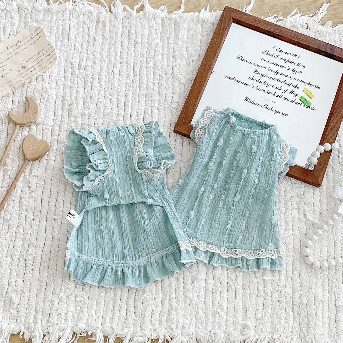 Pet Spring Lace Flying Sleeve Tank Top Breathable Small Medium Sized Dog Princess Dog Dresses for Small Dogs