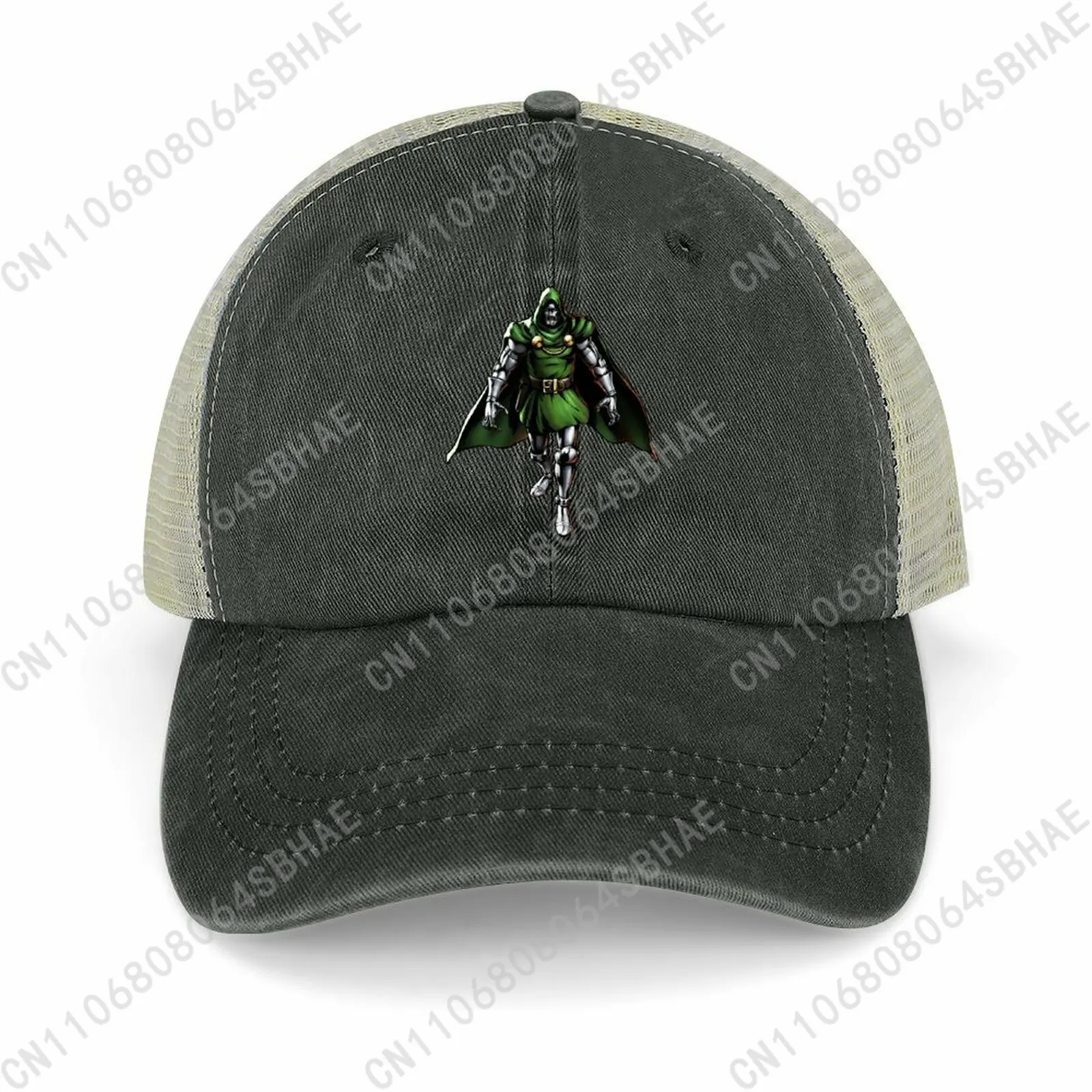

Marvel Doctor Doom Mesh Cowboy Hat Hollow Ventilated Summer Cap Men Women Outdoor Sun Hat Adjustable Strap Custom Cosplay