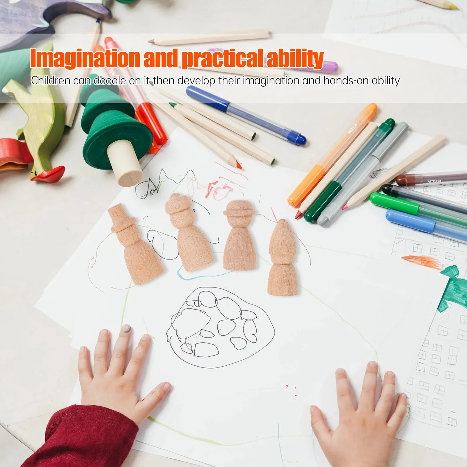 

Набор из 8 деревянных блоков для творчества: развивающие поделки для детей, ручная роспись, декор, граффити, DIY