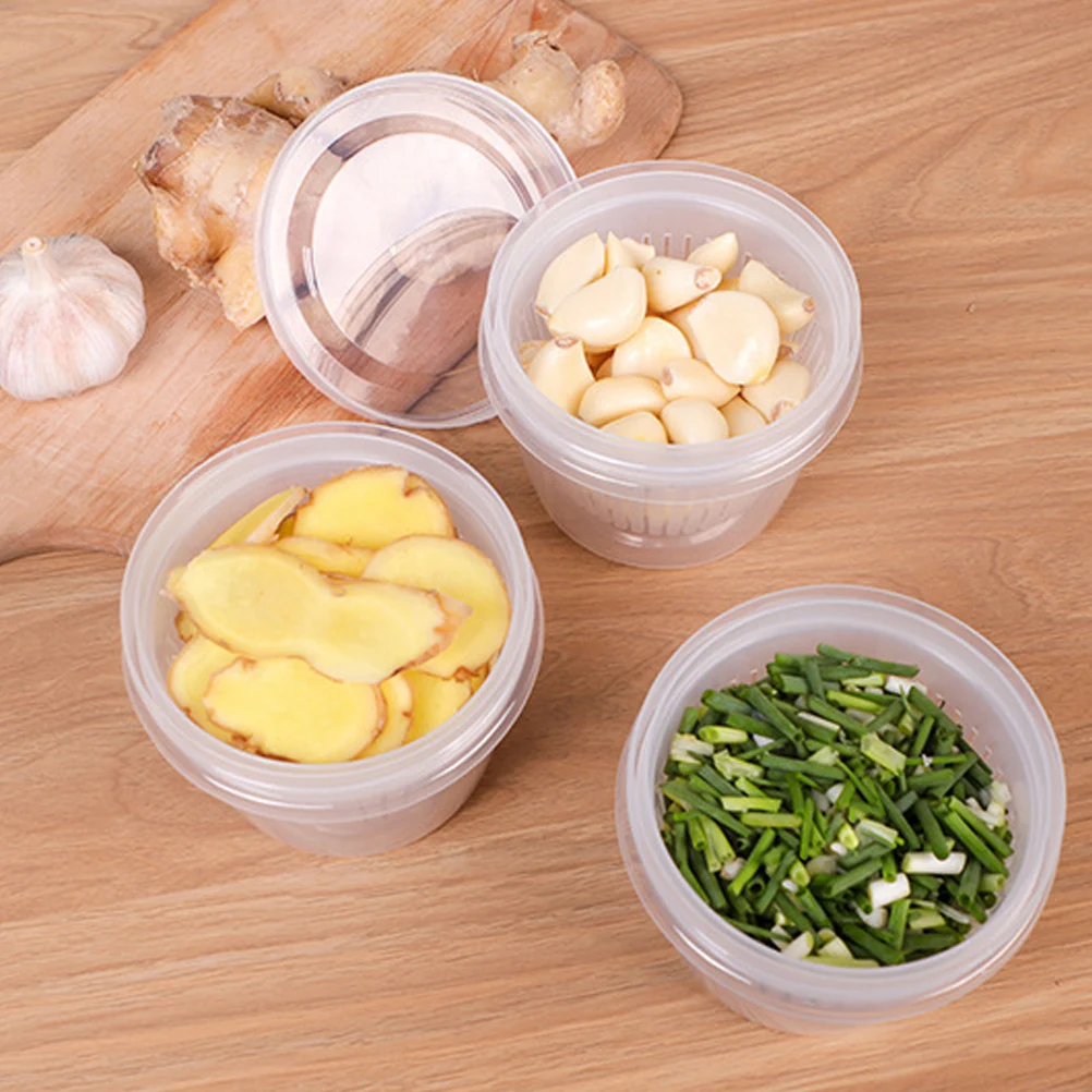 

1Pc Refrigerator Portable Storage Box Draining Circular Preservation Sealing Box for Gingers Garlics Green Onions