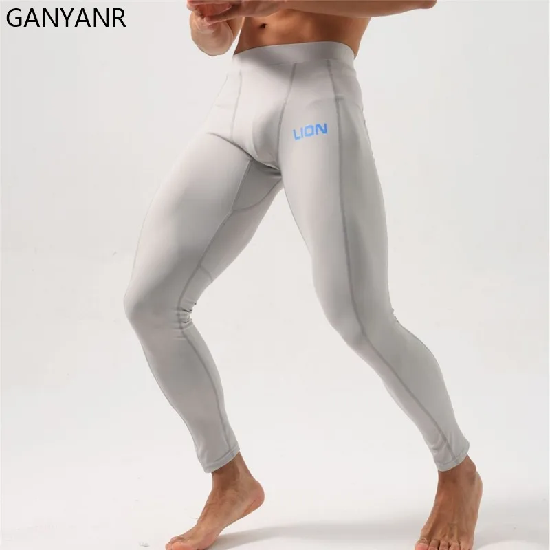 GANYANR legginsy do biegania mężczyźni trening Fitness dres kompresyjne spodnie Cargo piłka nożna koszykówka piłka nożna legginsy gimnastyczne sport
