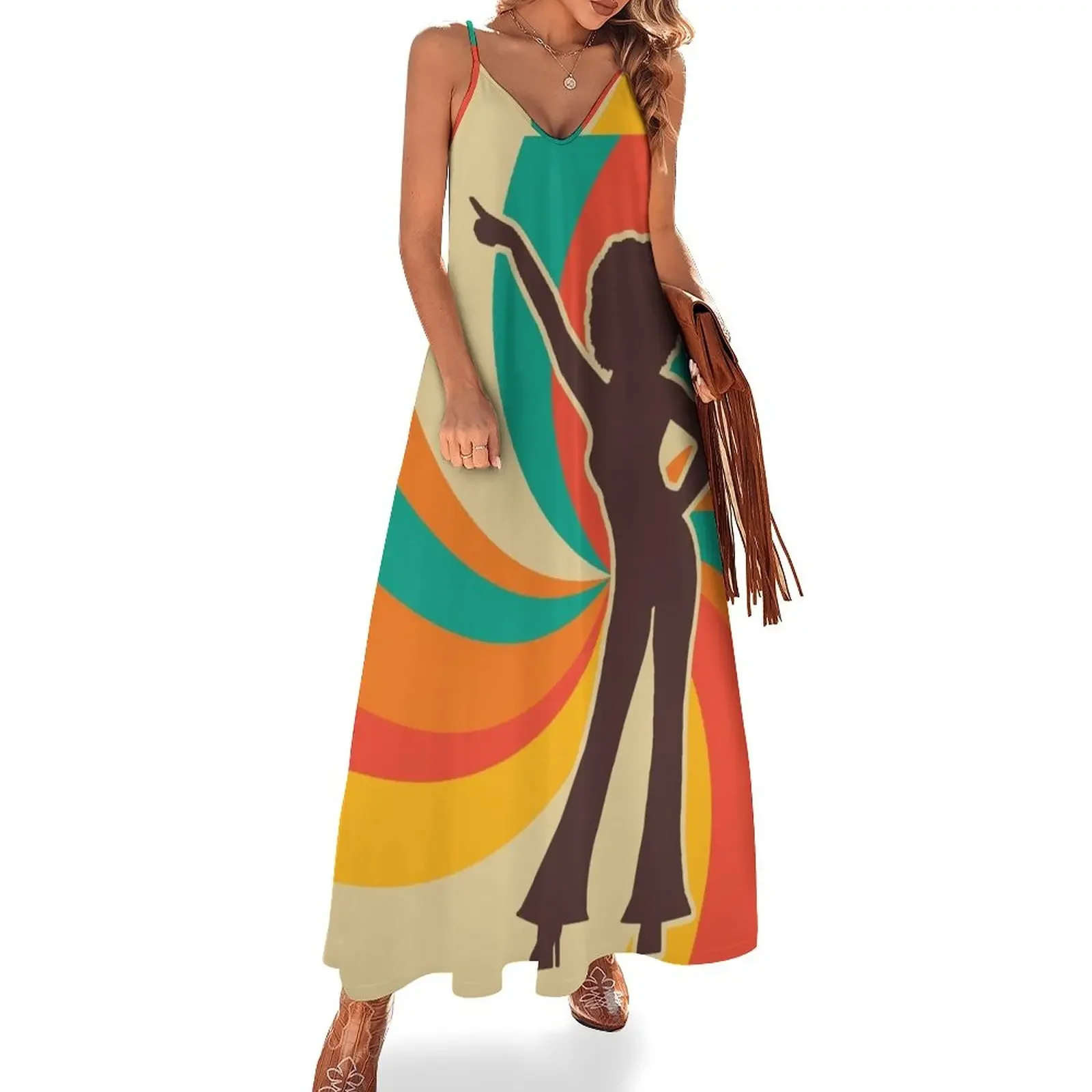 

Groovy Disco Woman Sleeveless Dress evening dress beach outfits for women beach dresses