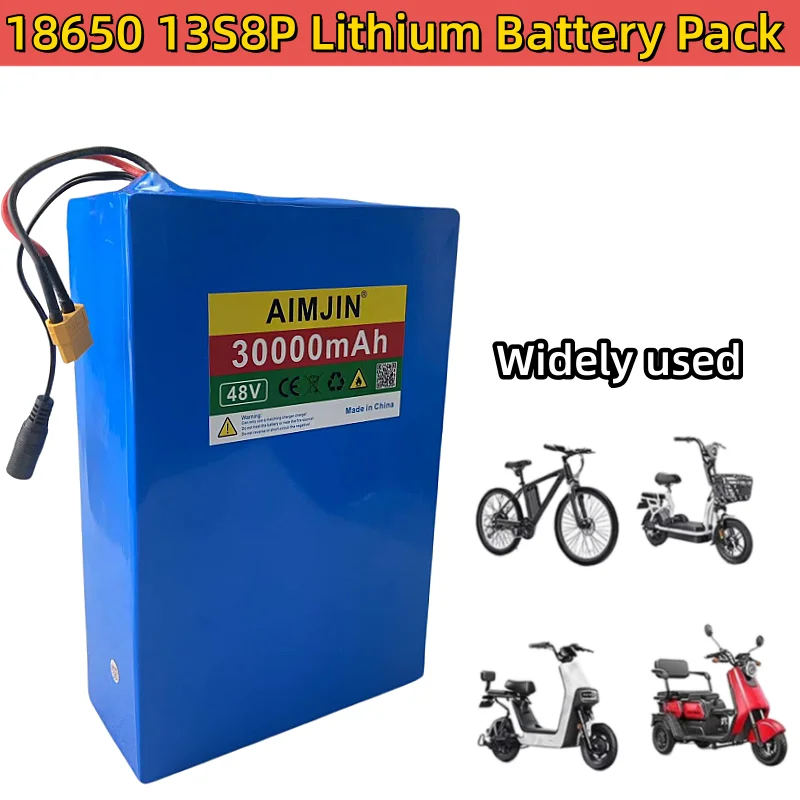 

13S8P 48V 30000mAh Rechargeable Battery 18650 Lithium ion Battery Pack 1000W Electric Battery Built in 50A BMS