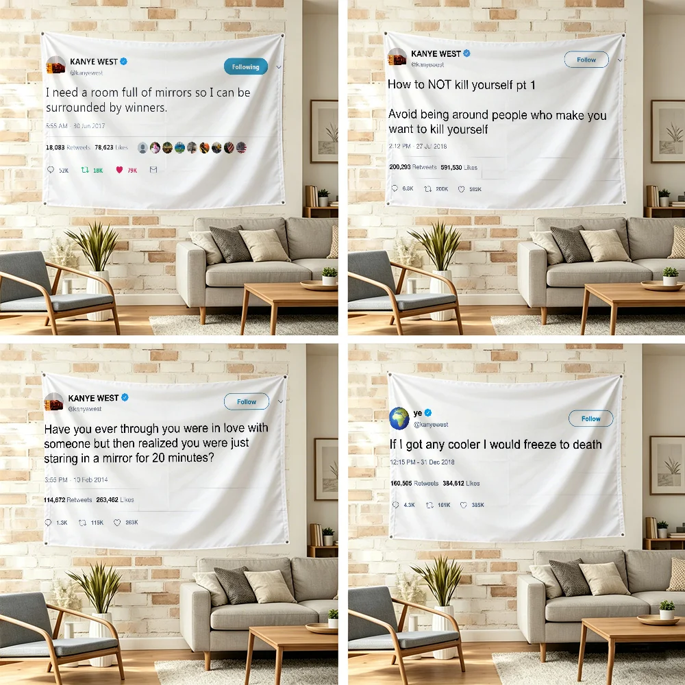 Funny K-Kanye West Flag For Outdoor Camping Bar Picnic Party Home Decoration Ornaments Banner