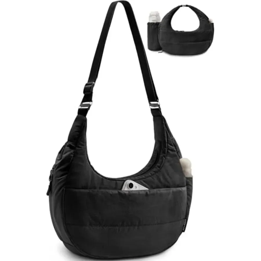 

TOPEAST Crossbody Bags for Women with Water Bottle Holder, Puffer Purse for Travel, 7L Capacity with Multiple Compartments
