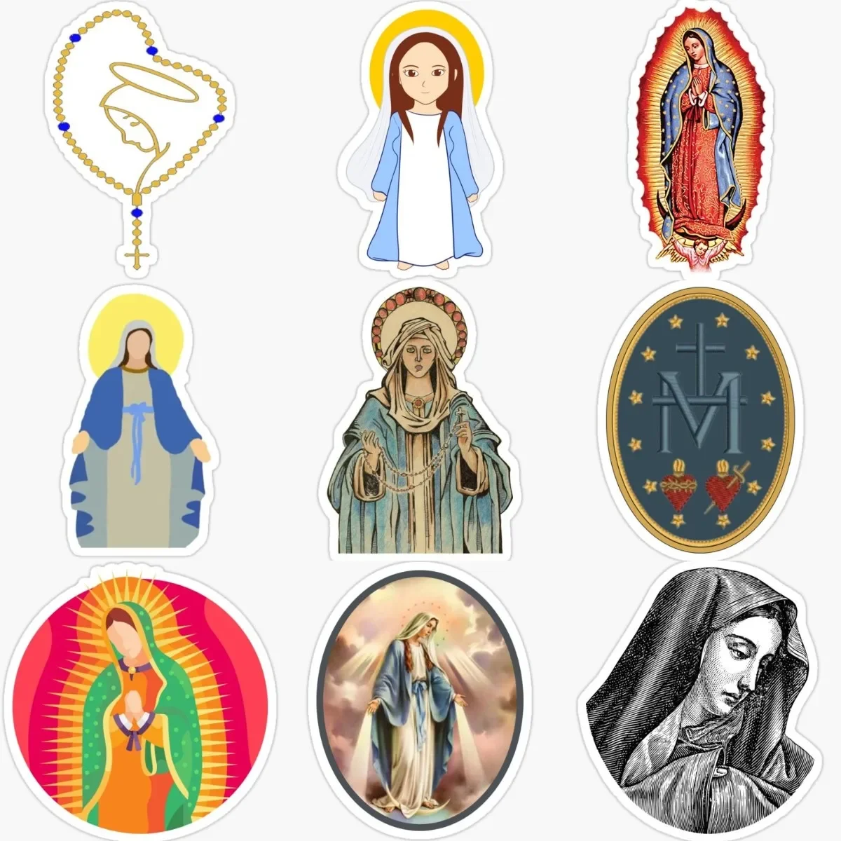 

Virgin Mary Jesus Christ Creative PVC Waterproof Stickers Accessories for Decorate Car Van Wall Room Off-road Helmet Camper